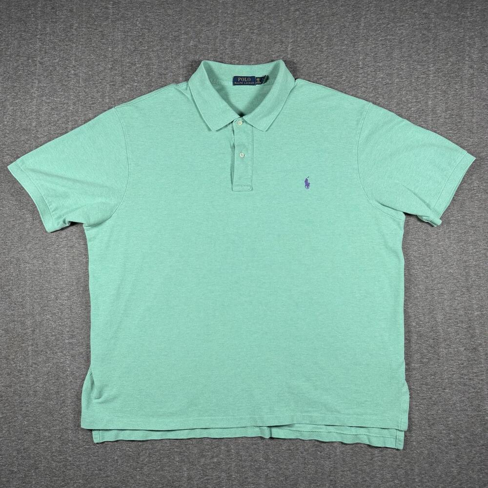 Polo Ralph Lauren Polo Shirt Mens 2XB Big Mint Green Purple Pony Cotton
